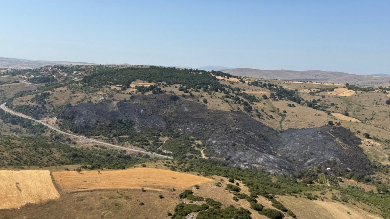 Balıkesir'de arazide çıkan yangına müdahale ediliyor