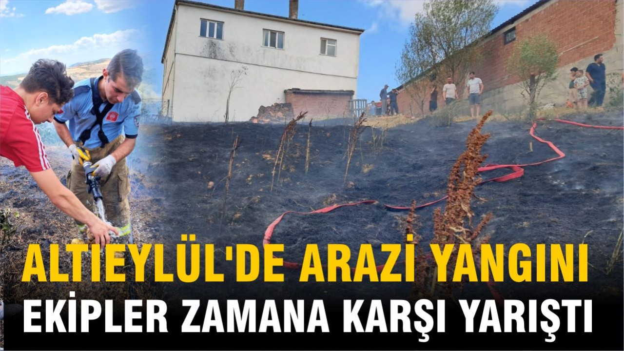 Altıeylül Kabakdere Mahallesi'nde Arazi Yangını Söndürüldü