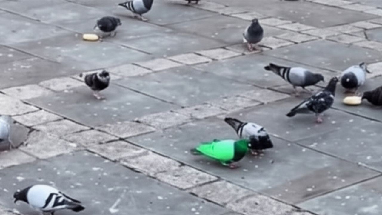 İngiltere'de floresan yeşili renkli güvercin görüldü!