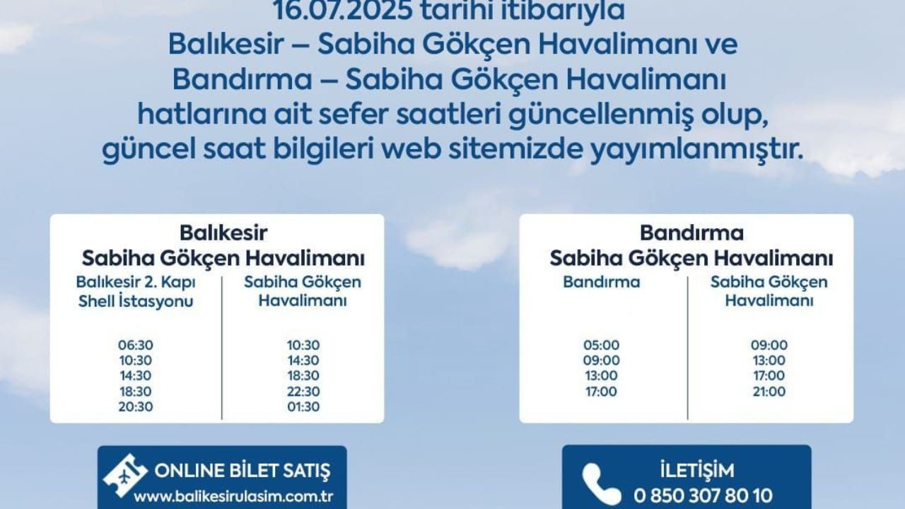 Balıkesir ve Bandırma’dan Sabiha Gökçen’e BTTBUS Sefer Saatleri Güncellendi