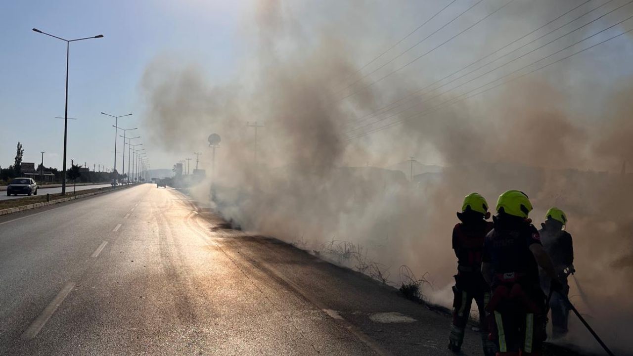 Burhaniye’de Ot Yangını Korkuttu,