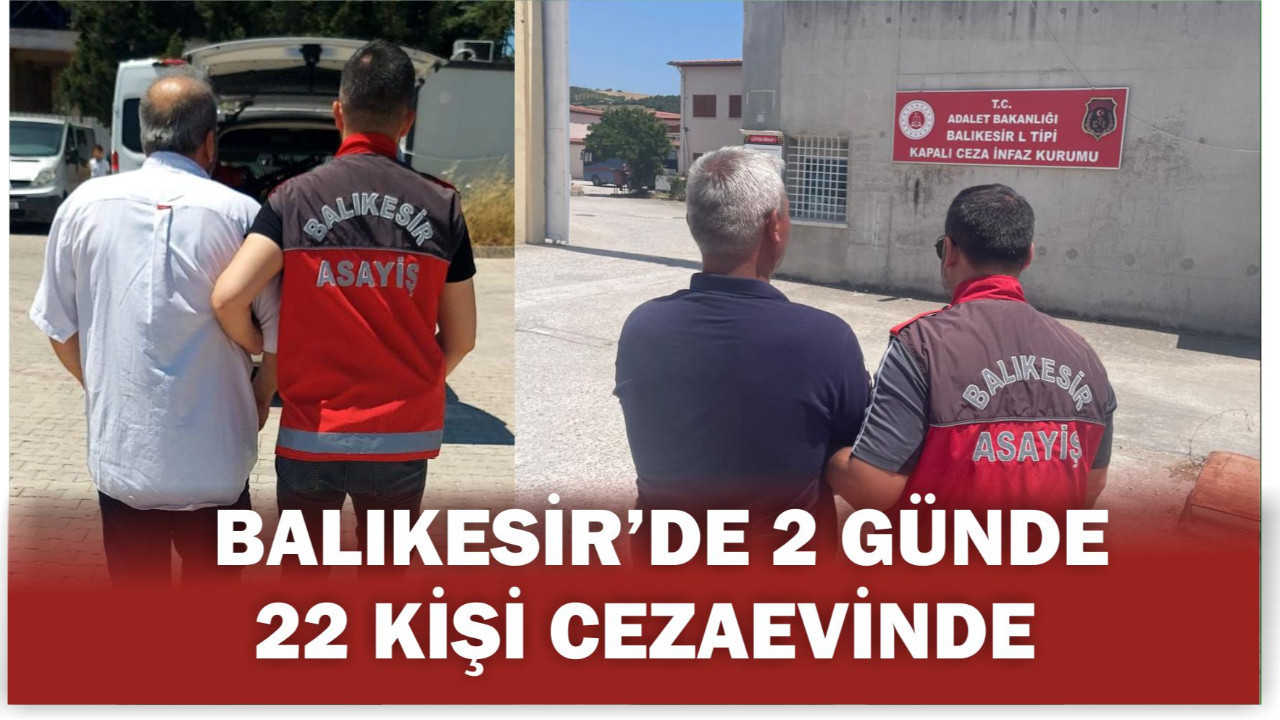 Balıkesir'de 2 Günde 22 Kişi Cezaevinde
