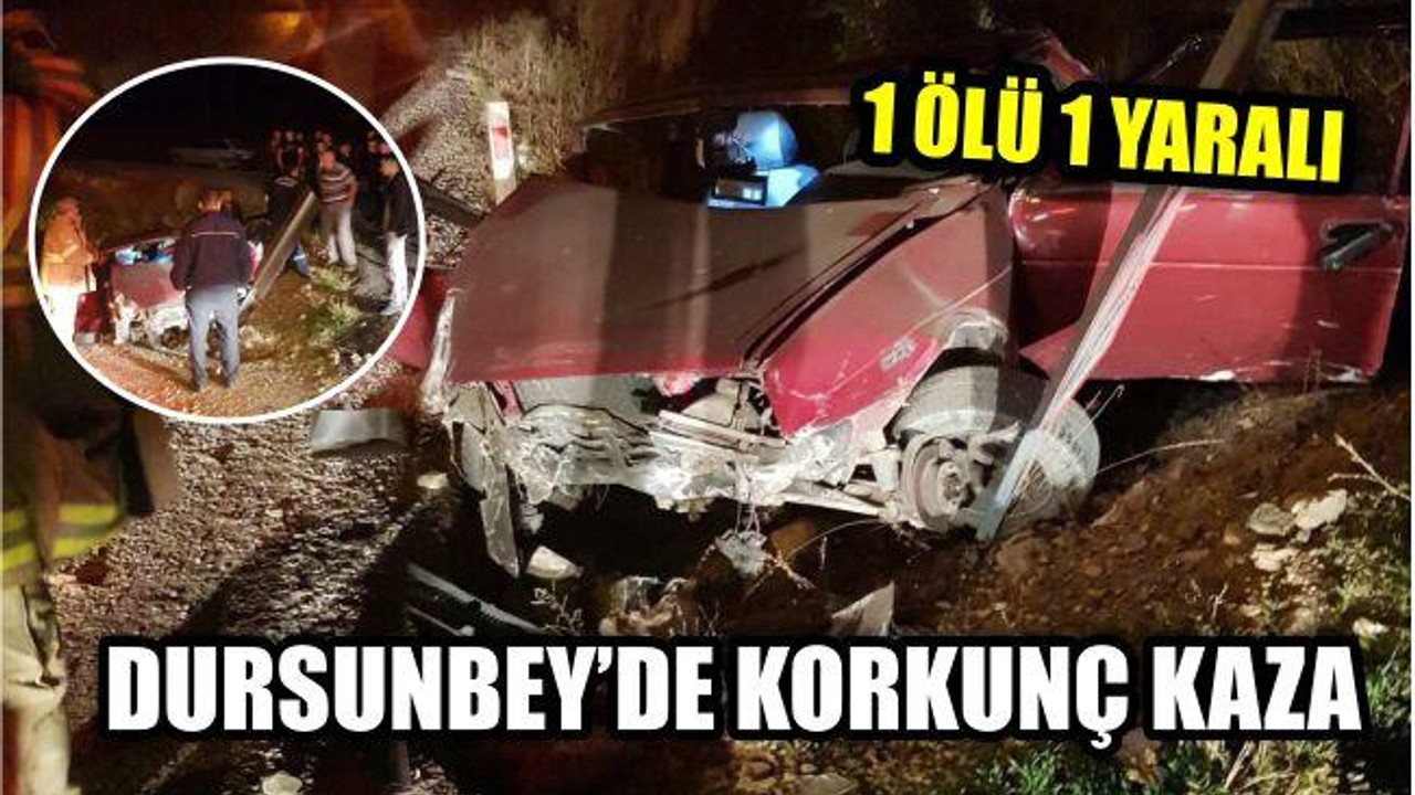 DURSUNBEY'DE OTOMOBİL ŞARAMPOLE UÇTU