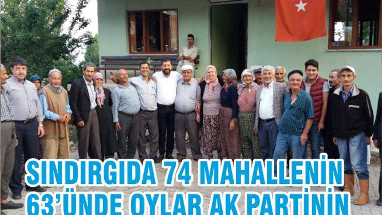 SINDIRGIDA 74 MAHALLENİN 63’ÜNDE OYLAR AK PARTİNİN