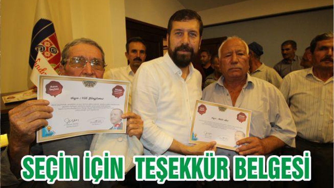 SEÇİN İÇİN TEŞEKKÜR BELGESİ