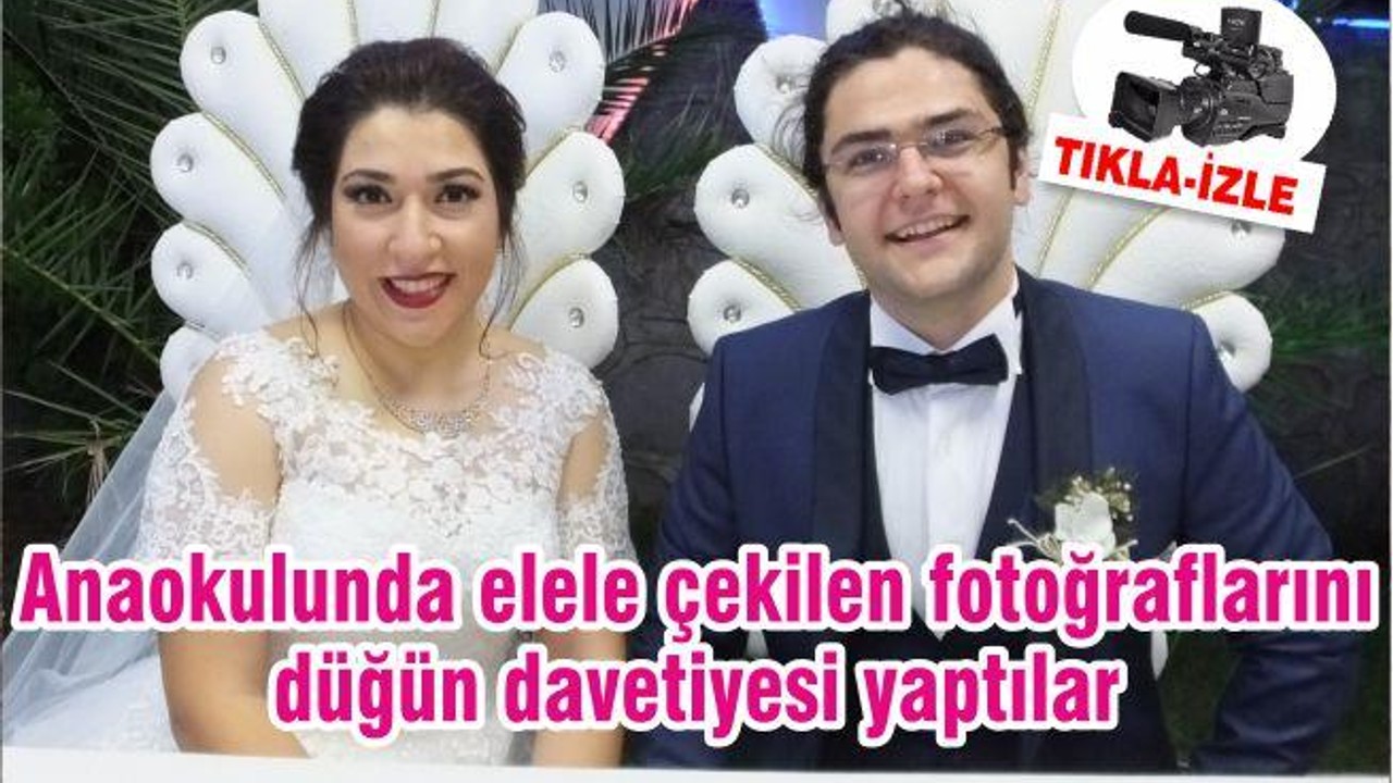 Anaokulunda elele çekilen fotoğraflarını düğün davetiyesi yaptılar