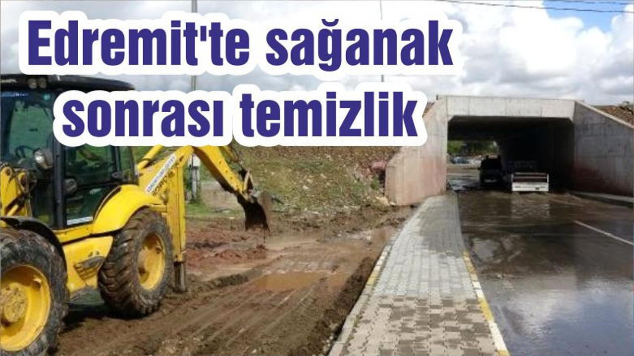 Edremit'te sağanak sonrası temizlik