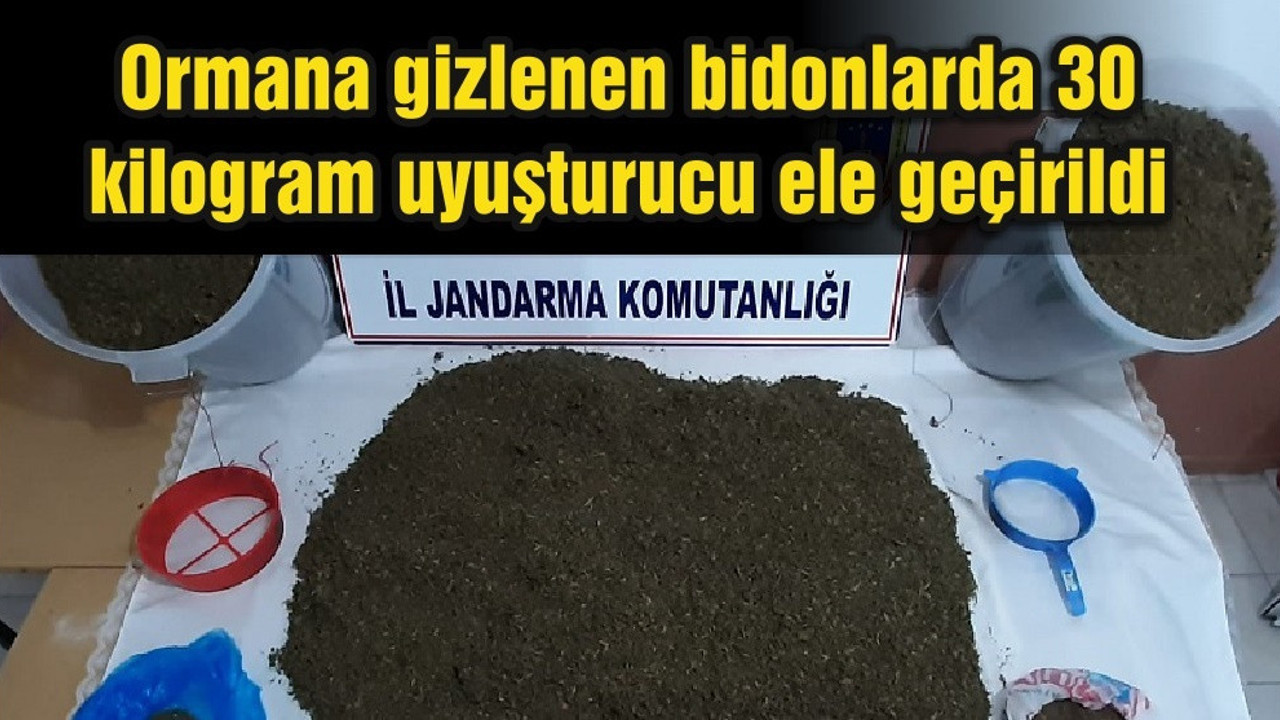 Ormana gizlenen bidonlarda 30 kilogram uyuşturucu ele geçirildi