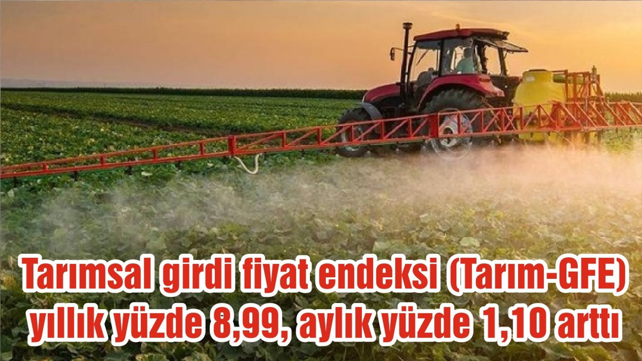 Tarımsal girdi fiyat endeksi (Tarım-GFE) yıllık yüzde 8,99, aylık yüzde 1,10 arttı