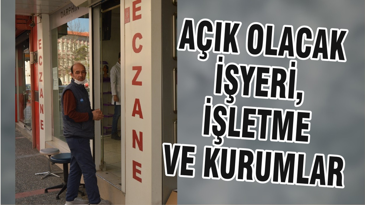 AÇIK OLACAK İŞYERİ, İŞLETME VE KURUMLAR