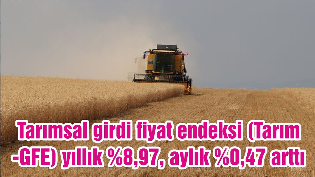 Tarımsal girdi fiyat endeksi (Tarım-GFE) yıllık %8,97, aylık %0,47 arttı