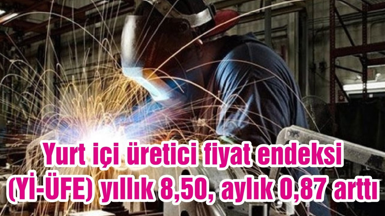 Yurt içi üretici fiyat endeksi (Yİ-ÜFE) yıllık 8,50, aylık 0,87 arttı