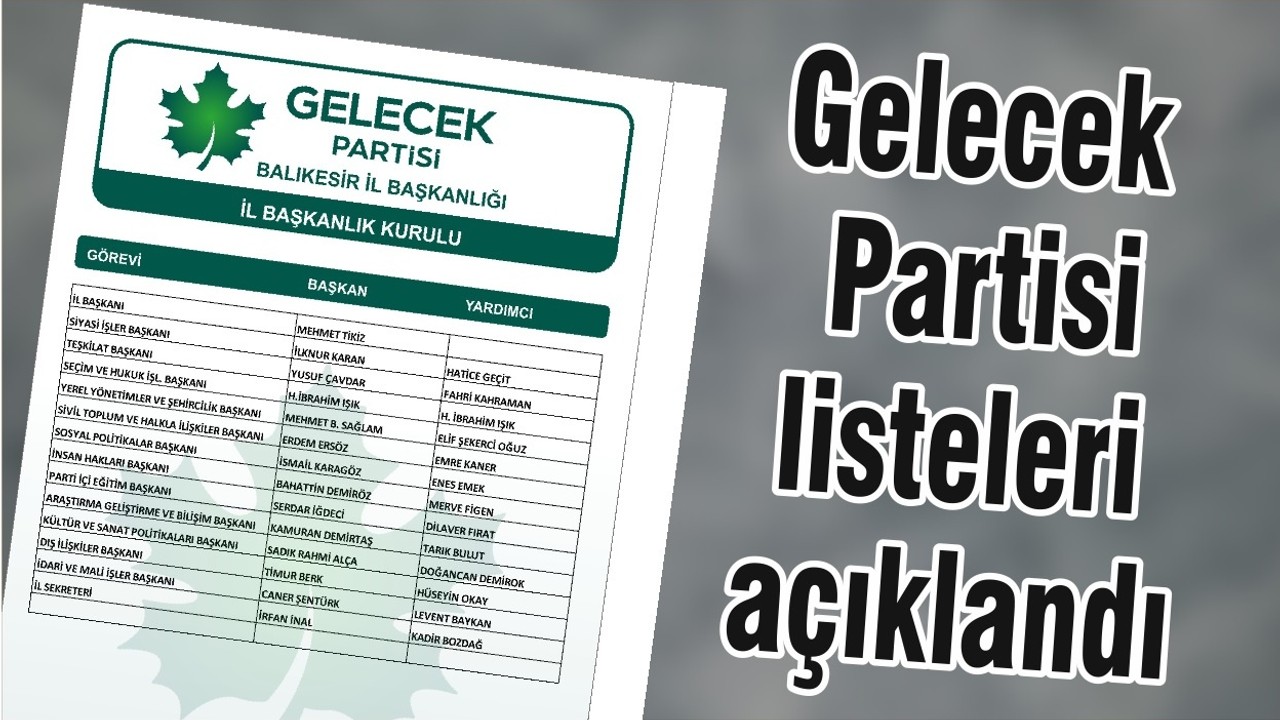 Gelecek Partisi listeleri açıklandı