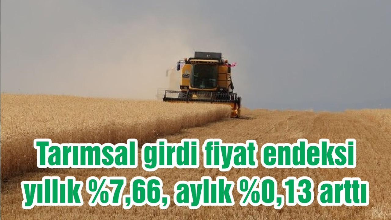 Tarımsal girdi fiyat endeksi (Tarım-GFE) yıllık %7,66, aylık %0,13 arttı