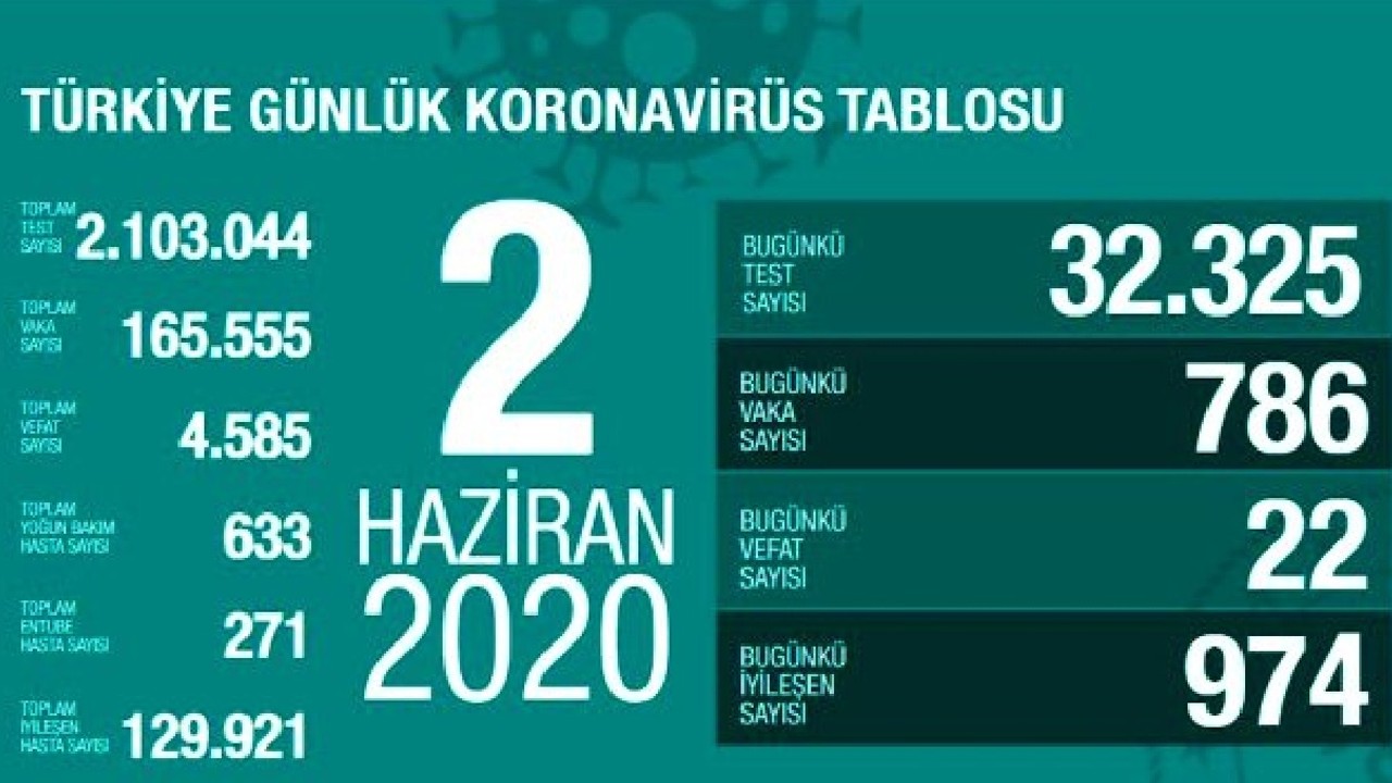 Türkiye'de 2 Haziran günü koronavirüsten ölenlerin sayısı 23 oldu, vaka sayısı 800'ün altına düştü