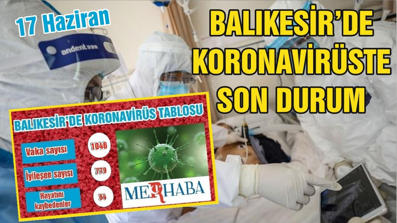 BALIKESİR’DE KORONAVİRÜSTE 17 HAZİRAN TABLOSU