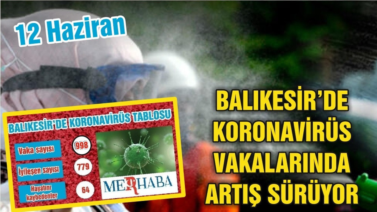 BALIKESİR’DE KORONAVİRÜSTE 12 HAZİRAN TABLOSU