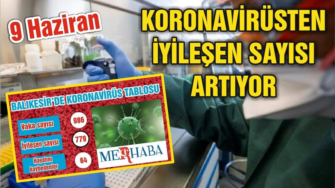 BALIKESİR’DE KORONAVİRÜSTE 9 HAZİRAN TABLOSU