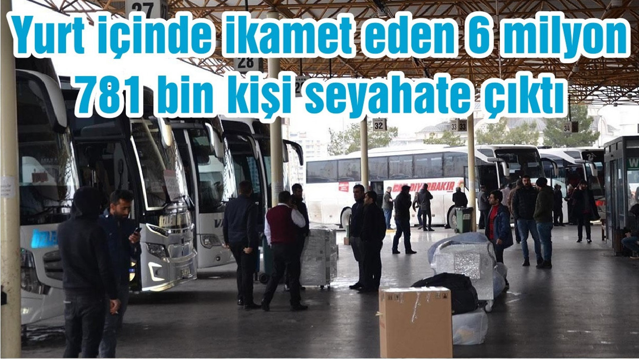 Yurt içinde ikamet eden 6 milyon 781 bin kişi seyahate çıktı
