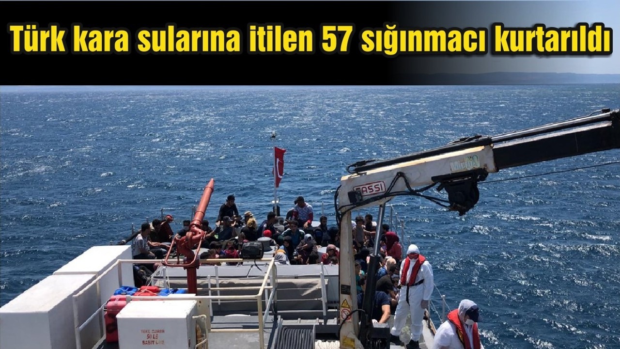 Ayvalık açıklarında Türk kara sularına itilen 57 sığınmacı kurtarıldı
