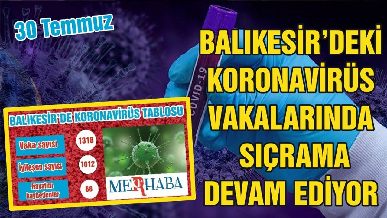 BALIKESİR’DE 30 TEMMUZ KORONAVİRÜS TABLOSU