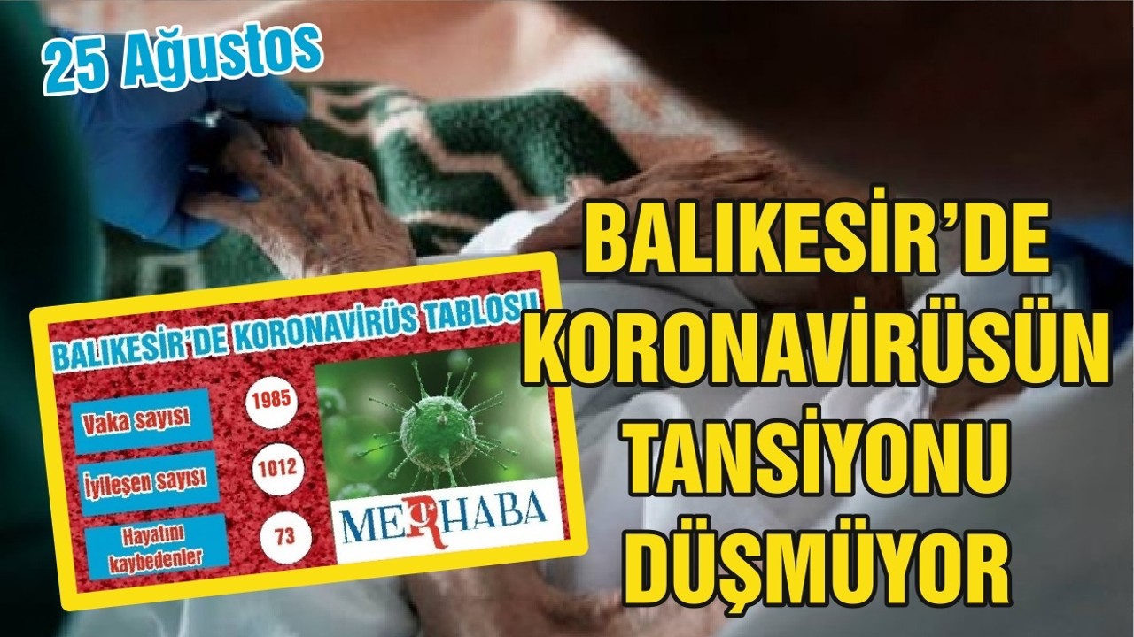 BALIKESİR’DE 25 AĞUSTOS KORONAVİRÜS TABLOSU
