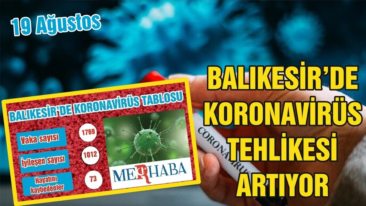 BALIKESİR’DE 18 AĞUSTOS KORONAVİRÜS TABLOSU