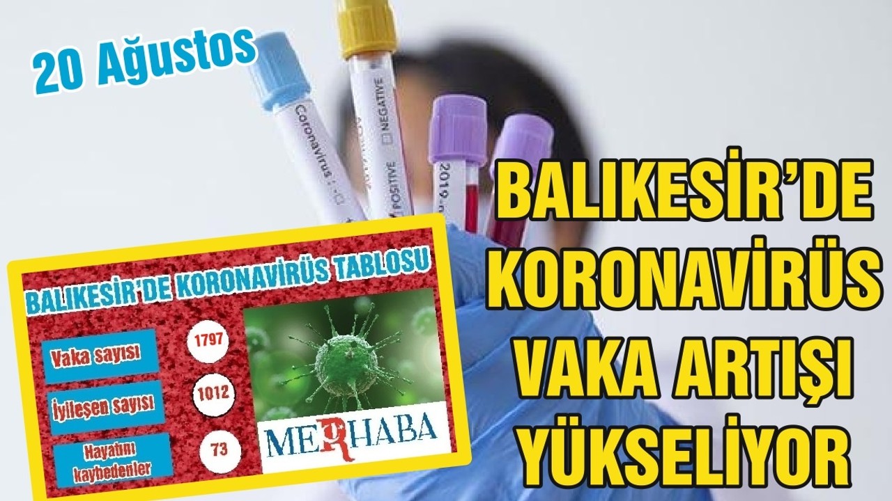 BALIKESİR’DE 20 AĞUSTOS KORONAVİRÜS TABLOSU