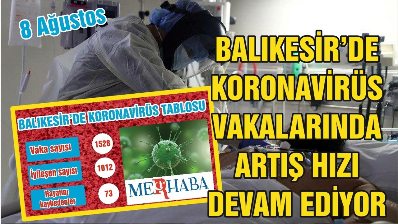BALIKESİR’DE 8 AĞUSTOS KORONAVİRÜS TABLOSU