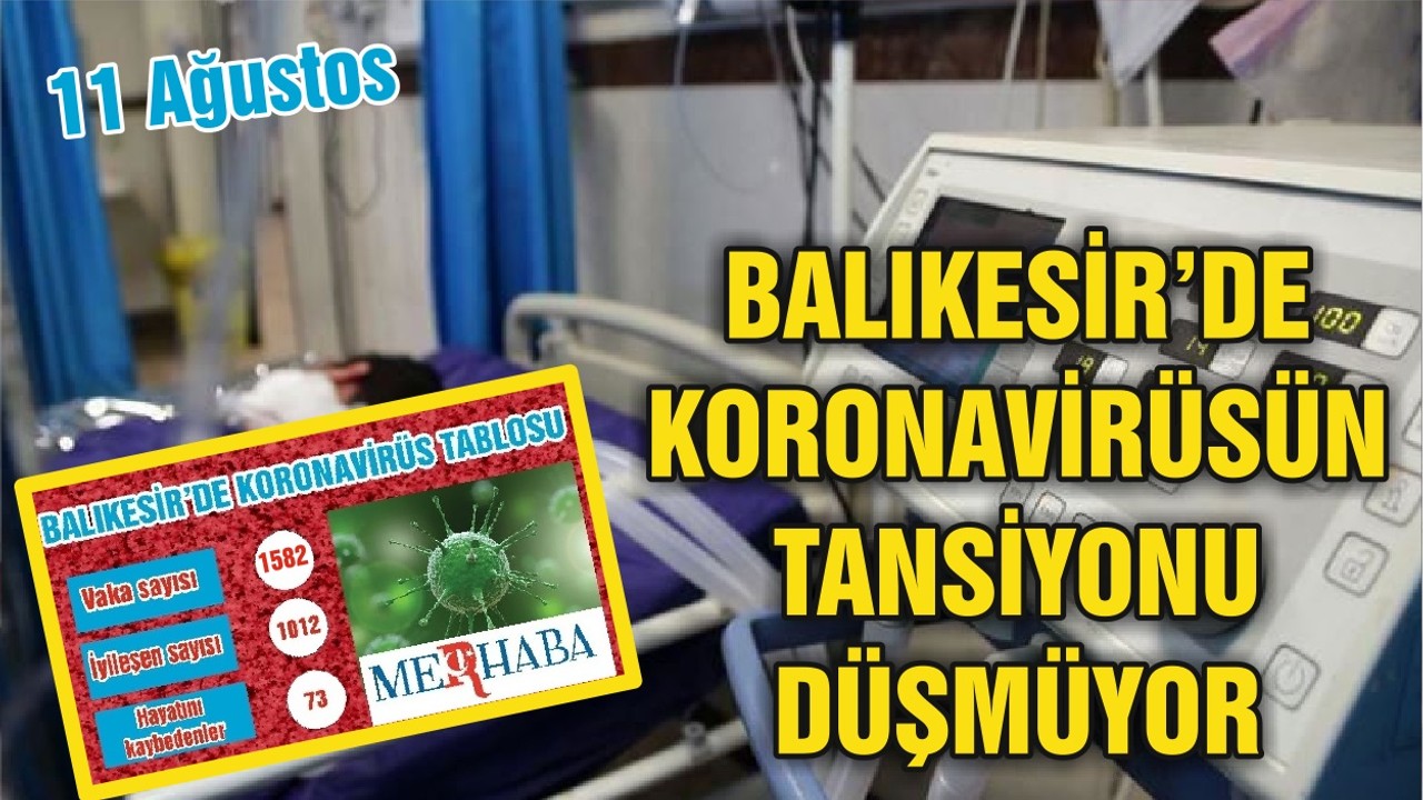 BALIKESİR’DE 11 AĞUSTOS KORONAVİRÜS TABLOSU