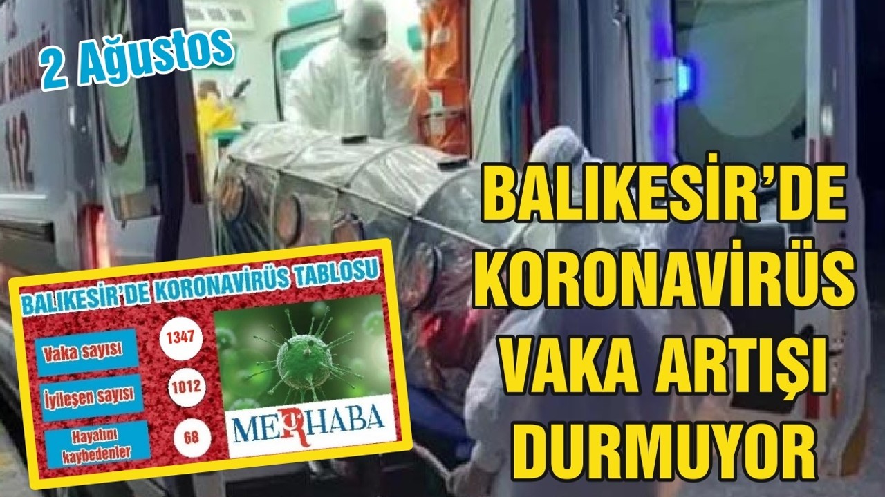 BALIKESİR’DE 2 AĞUSTOS KORONAVİRÜS TABLOSU
