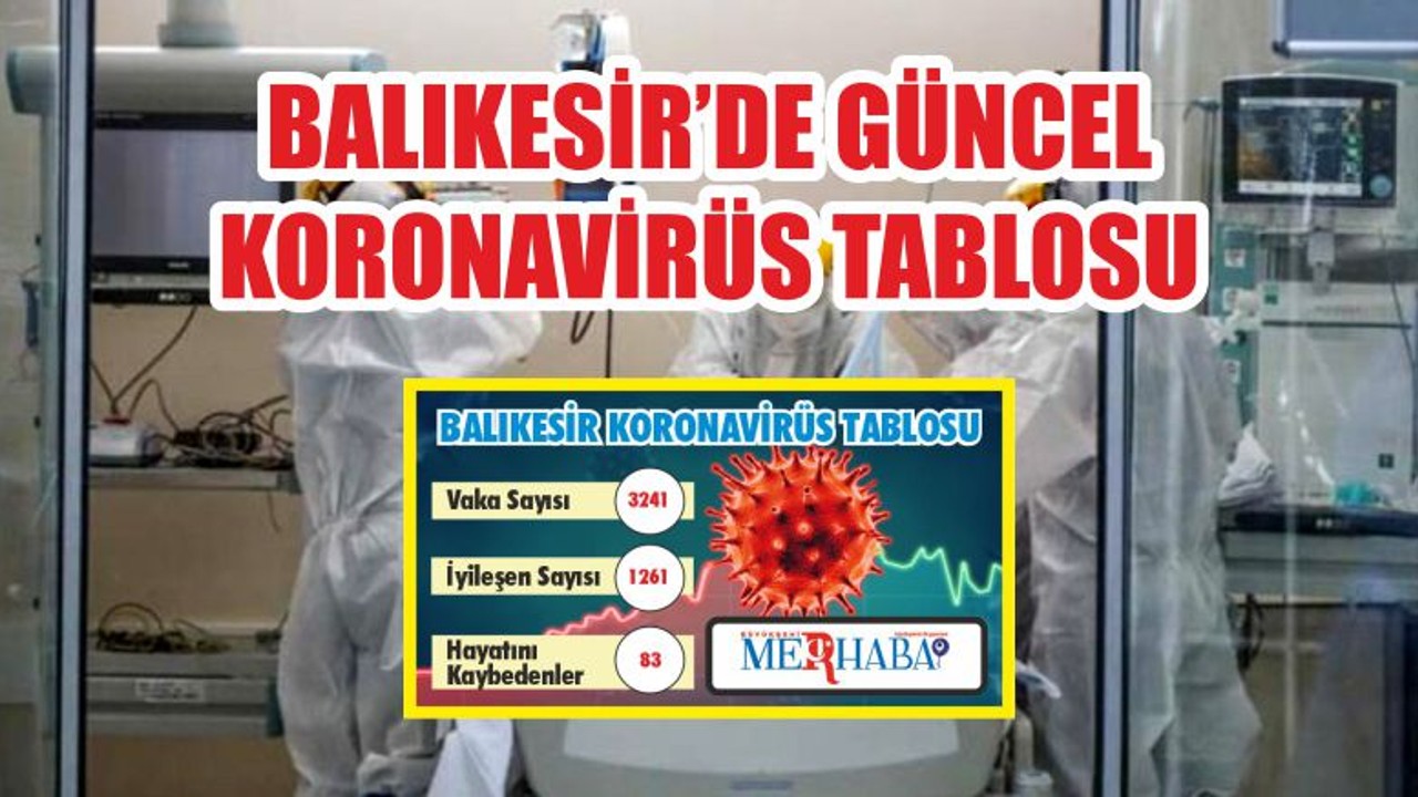 BALIKESİR’DE 20 EYLÜL KORONAVİRÜS TABLOSU