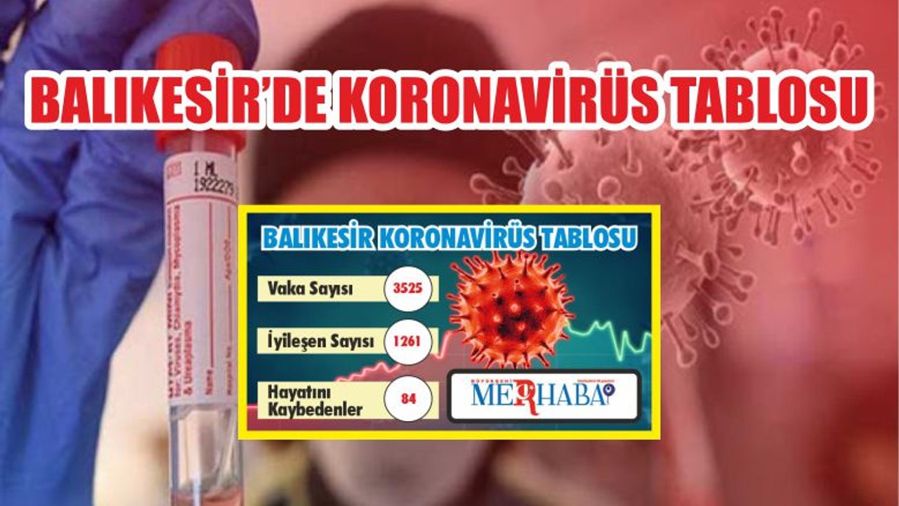 BALIKESİR’DE 29 EYLÜL KORONAVİRÜS TABLOSU