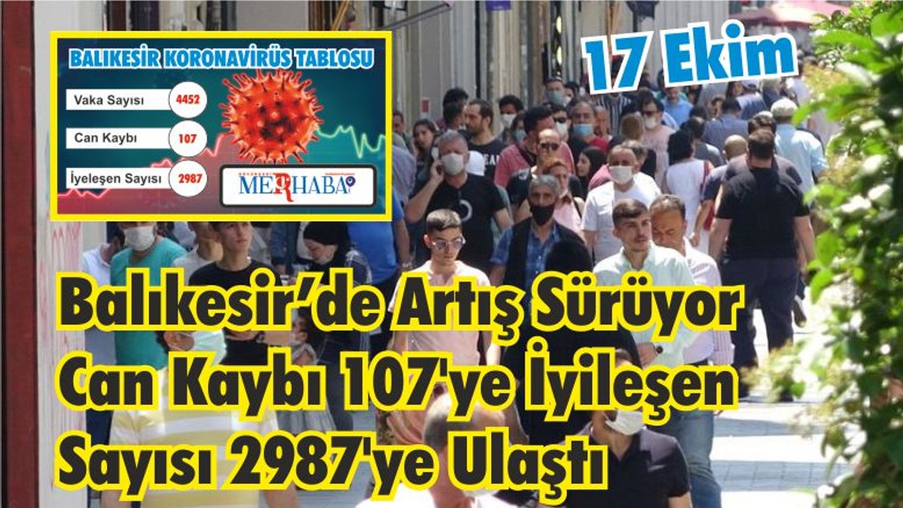 BALIKESİR’DE 17 EKİM KORONAVİRÜS TABLOSU