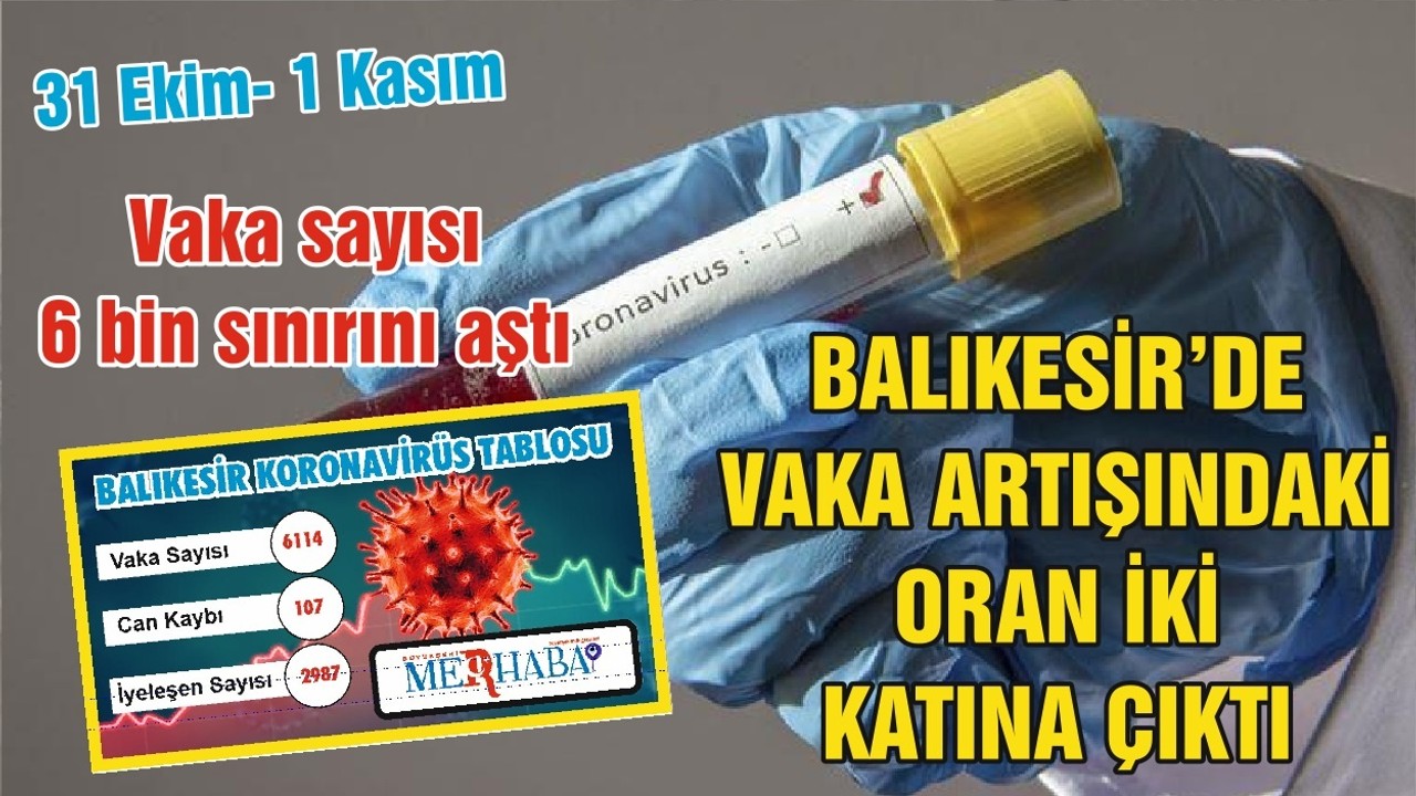BALIKESİR’DE 31 EKİM- 1 KASIM KORONAVİRÜS TABLOSU