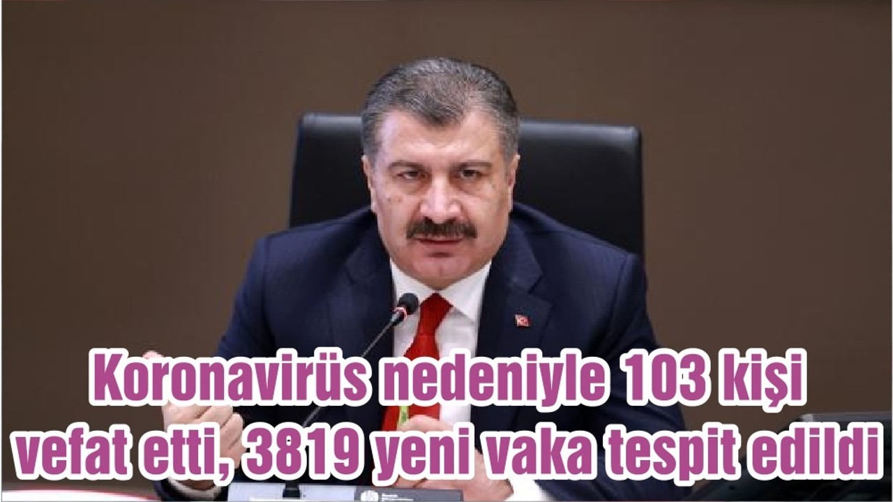 Koronavirüs nedeniyle 103 kişi vefat etti, 3819 yeni vaka tespit edildi