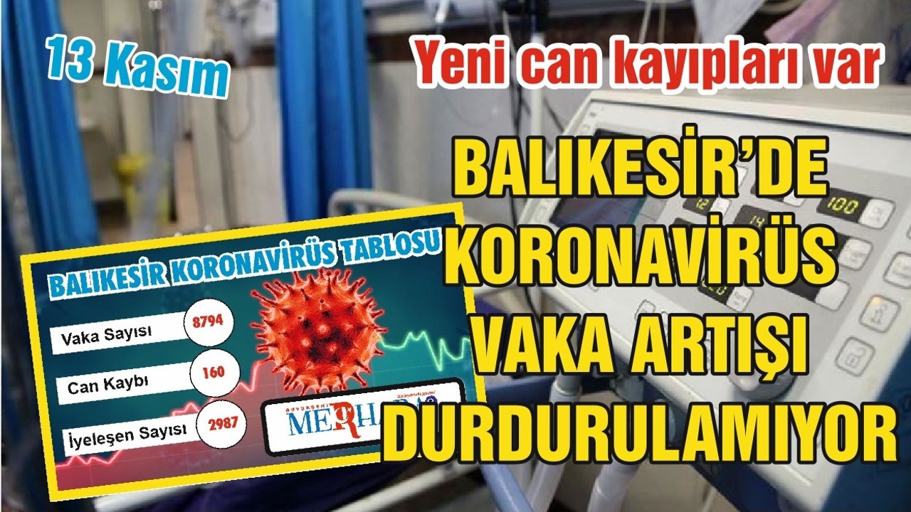 Balıkesir'de 13 Kasım Koronavirüs Tablosu