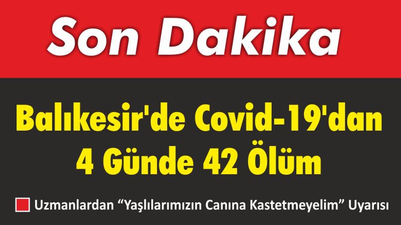 Balıkesir’de Covid-19’dan 4 Günde 42 Ölüm