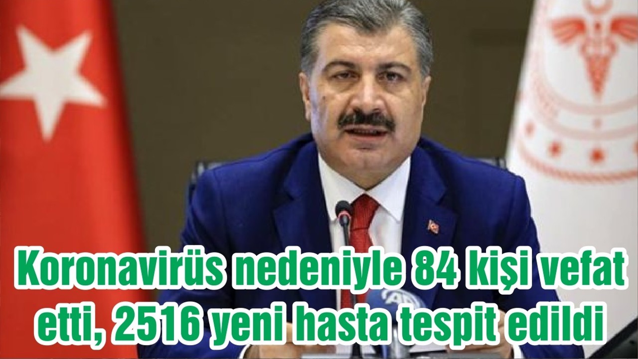 Koronavirüs nedeniyle 84 kişi vefat etti, 2516 yeni hasta tespit edildi