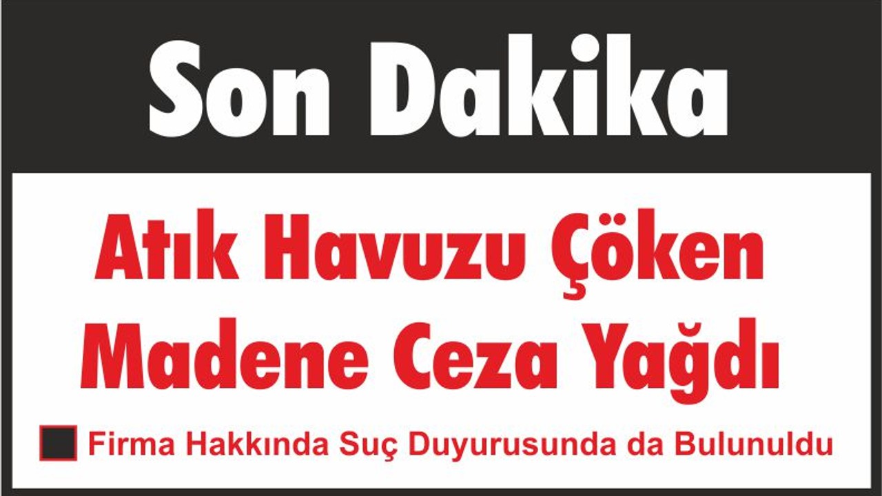 Atık Havuzu Çöken Madene Ceza Yağdı
