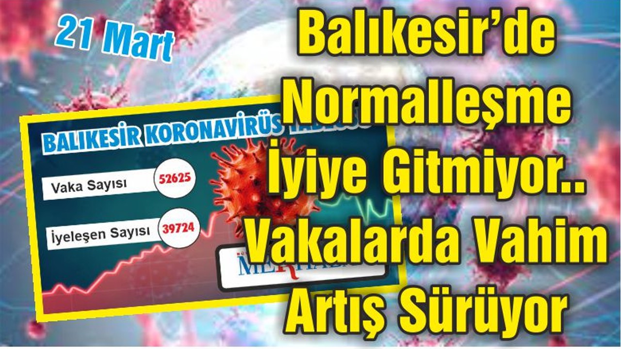 Balıkesir’de Normalleşme İyiye Gitmiyor.. Vakalarda Vahim Artış Sürüyor