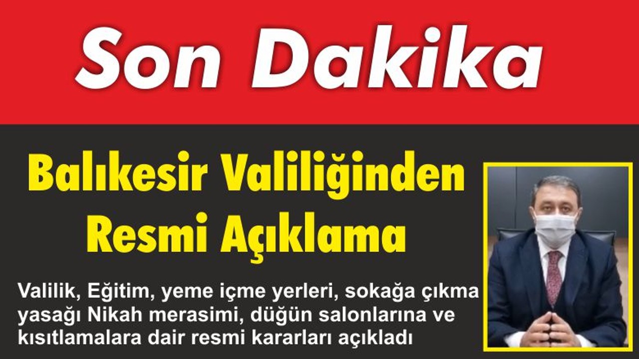 Balıkesir Valiliğinden Resmi Açıklama