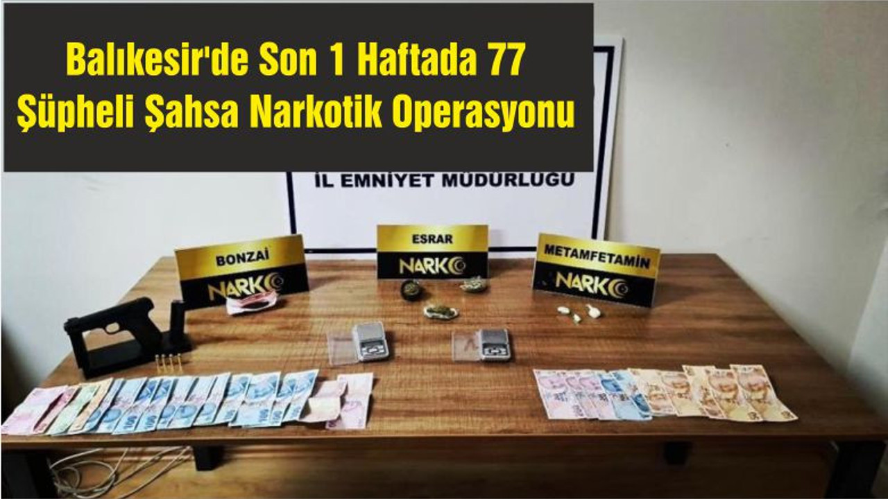 Balıkesir'de Son 1 Haftada 77 Şüpheli Şahsa Narkotik Operasyonu