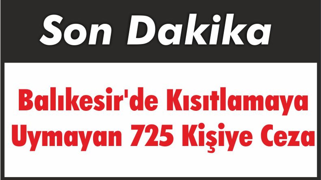 Balıkesir'de Kısıtlamaya Uymayan 725 Kişiye Ceza
