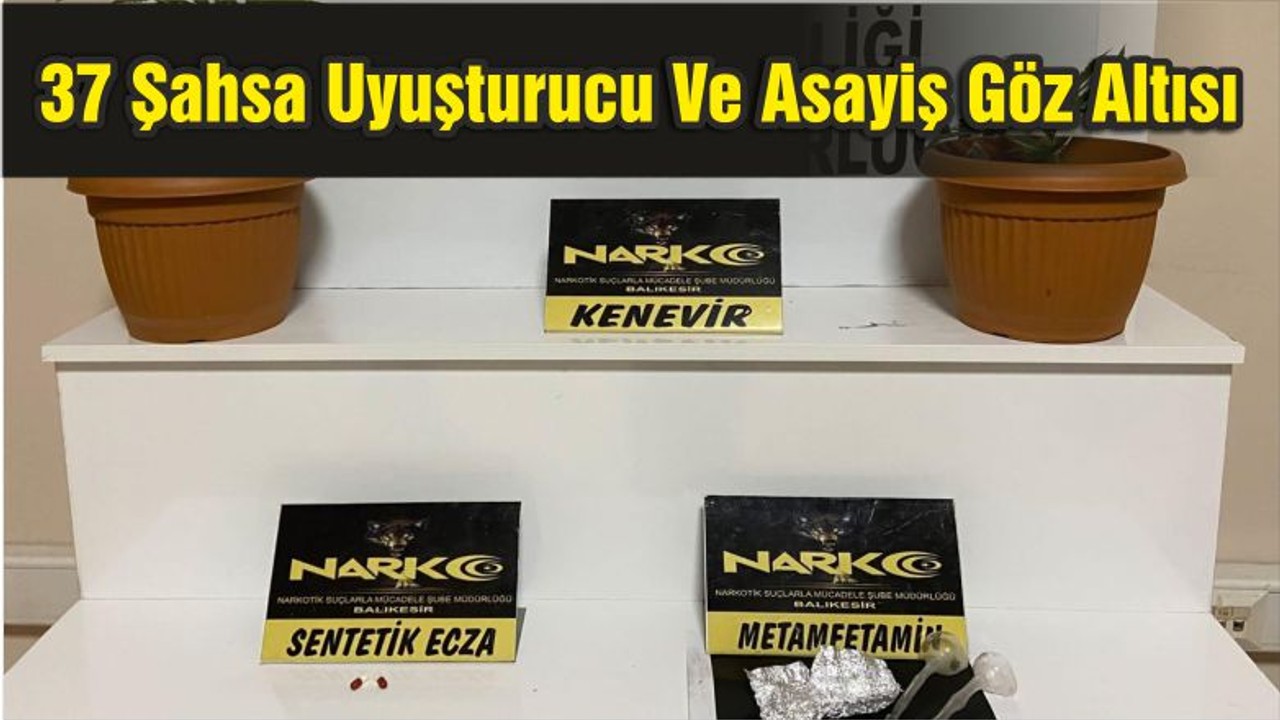 Balıkesir'de Polisten 37 Şahsa Uyuşturucu Ve Asayiş Göz Altısı
