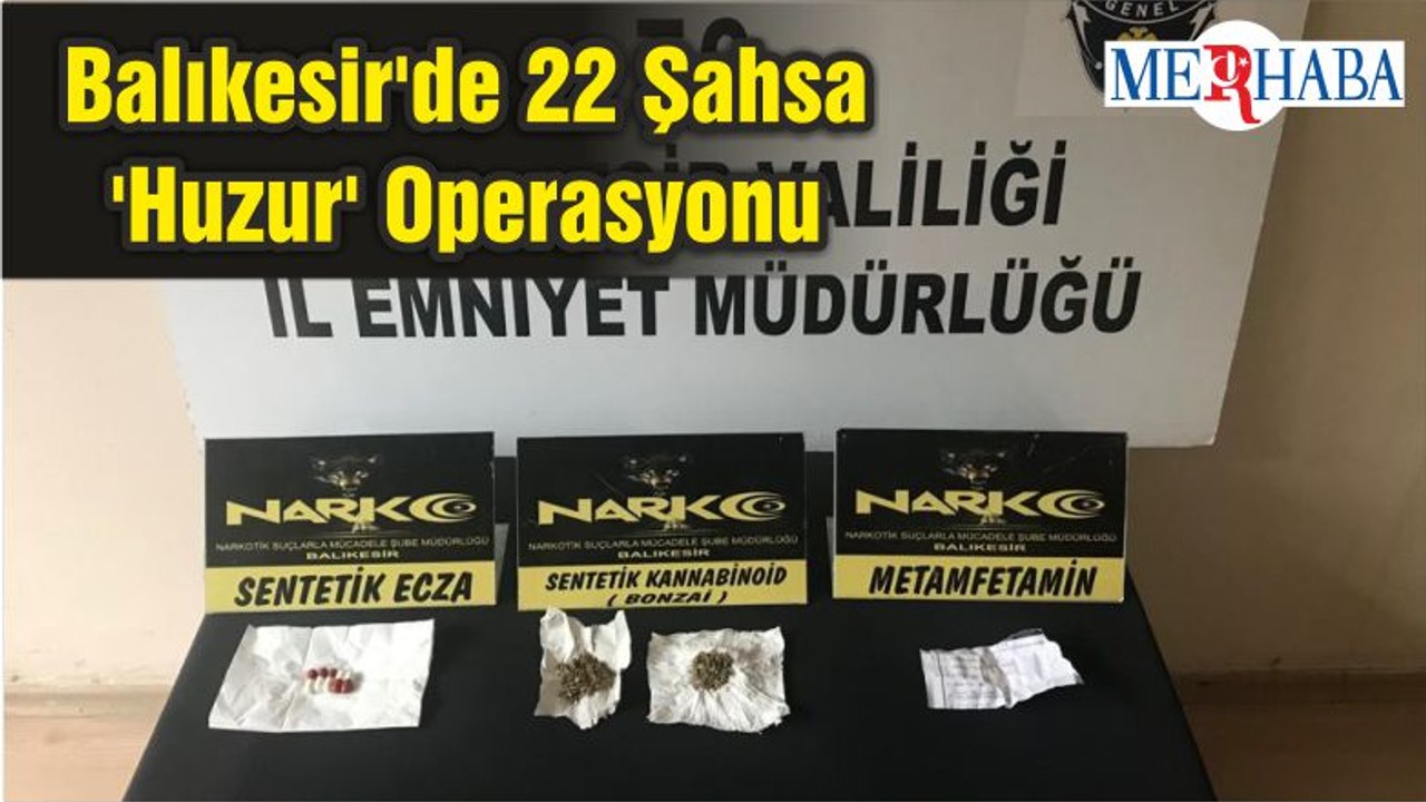 Balıkesir'de 22 Şahsa 'Huzur' Operasyonu