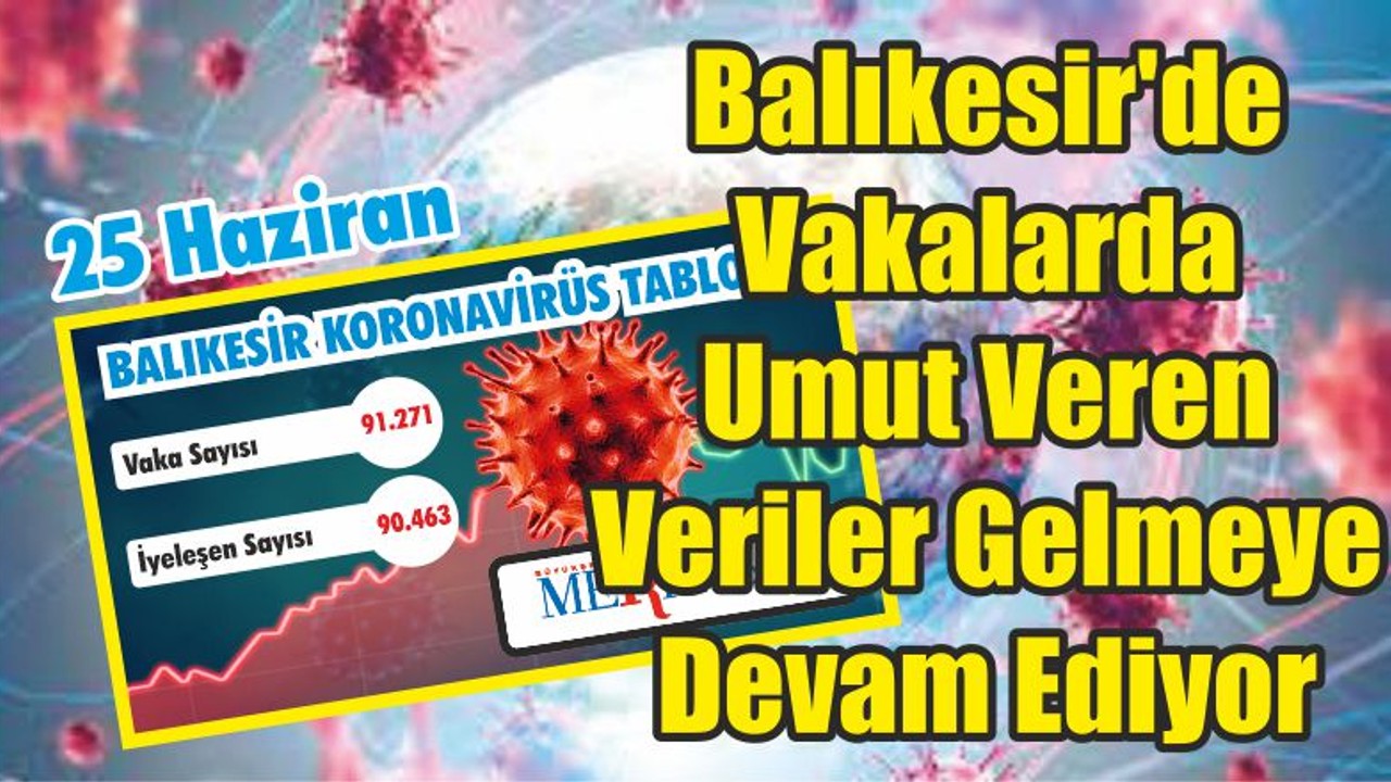 Balıkesir'de Vakalarda Umut Veren Veriler Gelmeye Devam Ediyor
