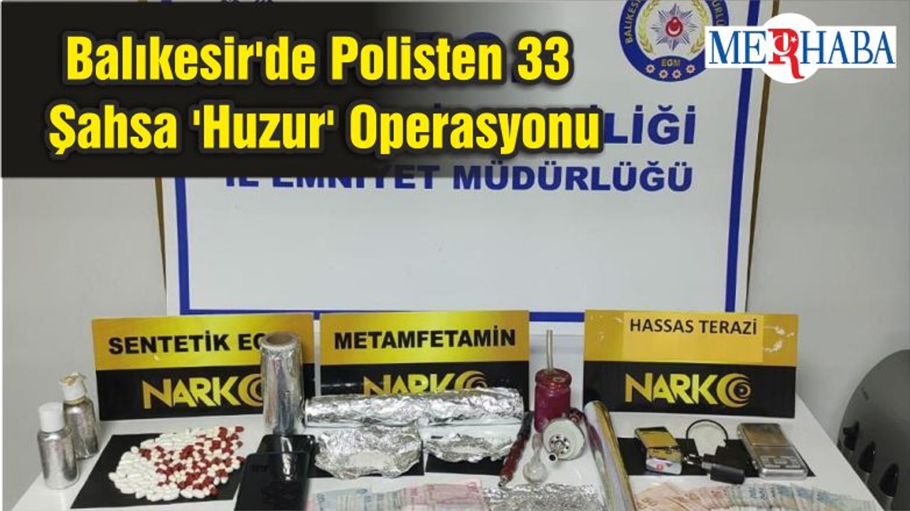 Balıkesir'de Polisten 33 Şahsa 'Huzur' Operasyonu