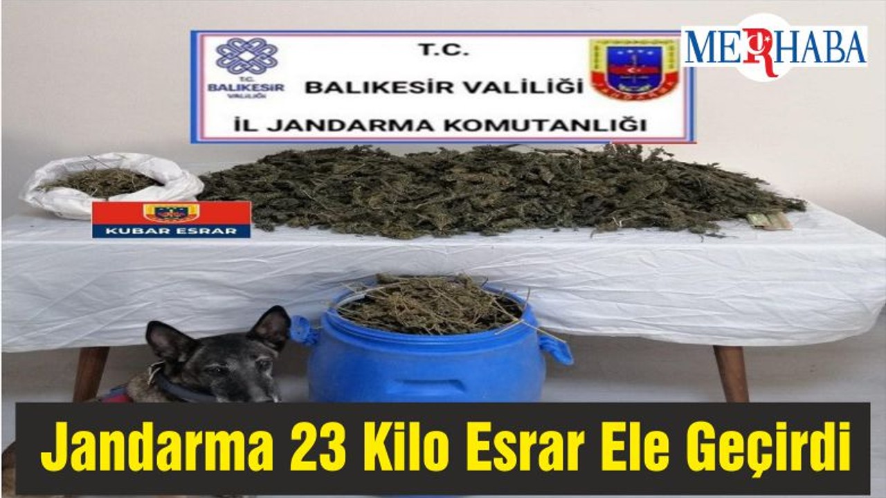 Jandarma 23 Kilo Esrar Ele Geçirdi
