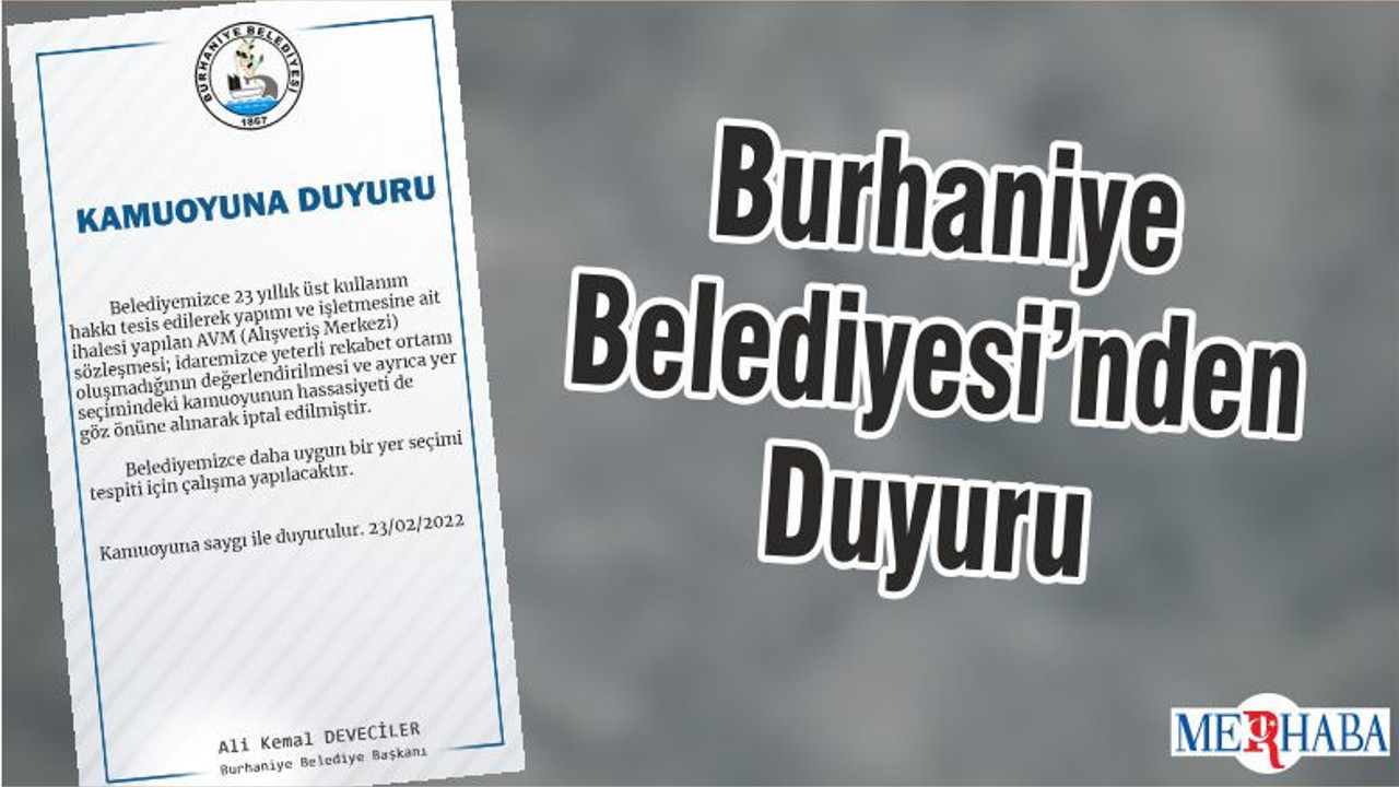 Burhaniye Belediyesi’nden Duyuru